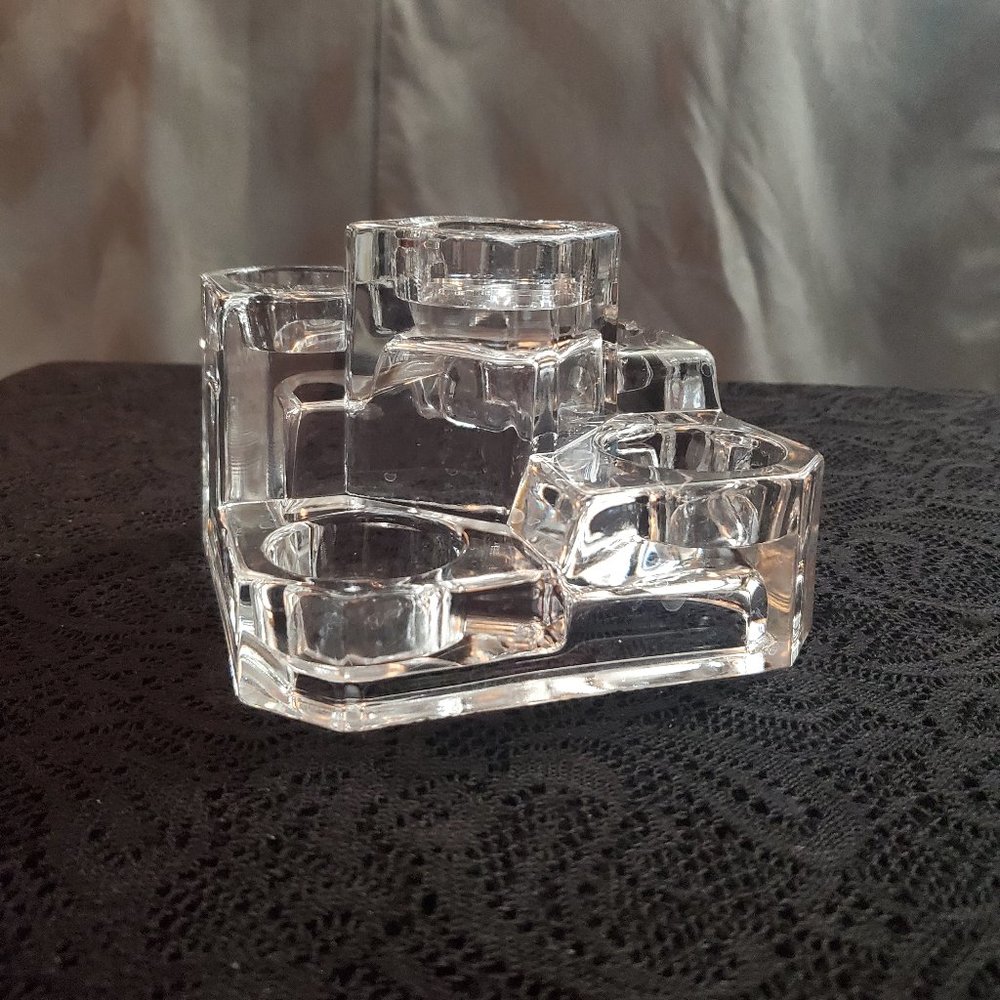 PartyLite smooth 5-tier lead crystal tealight "castle"